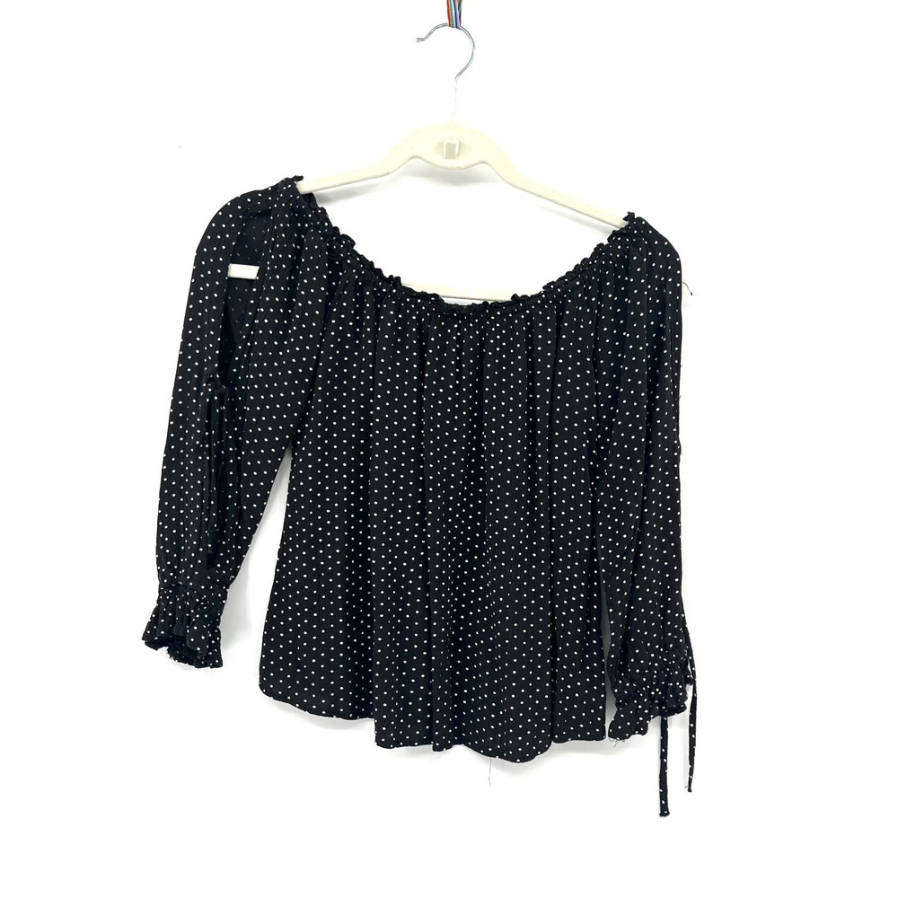 y2k American Eagle Outfitters Black Polka Dot open sleeve top indie grunge XS